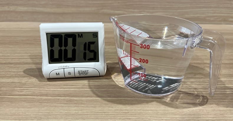 300ml(カップ麺の目安湯量)を注ぐまでの時間