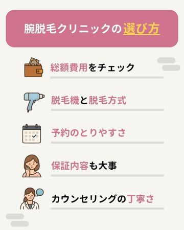 腕脱毛で失敗しない！クリニック選びのポイント