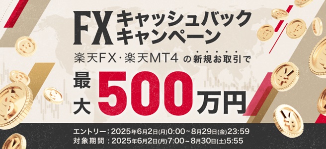 最大500万円!!FX取引キャッシュバックキャンペーン!