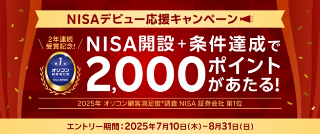 2年連続受賞記念 NISAデビュー応援キャンペーン