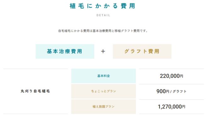 東京植毛クリニックの値段・プラン