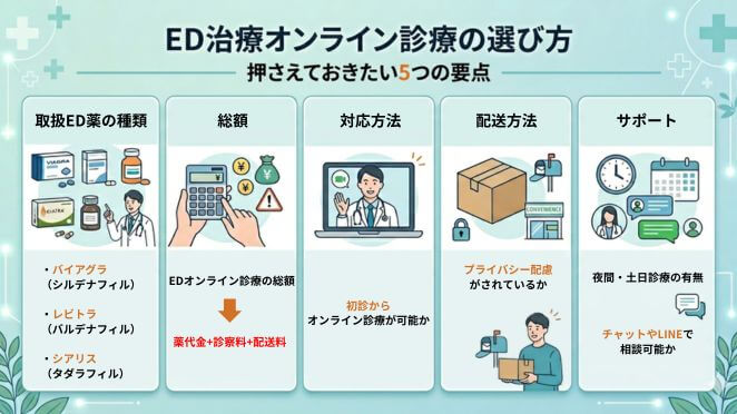 ED治療のオンライン診療ができるクリニックの選び方